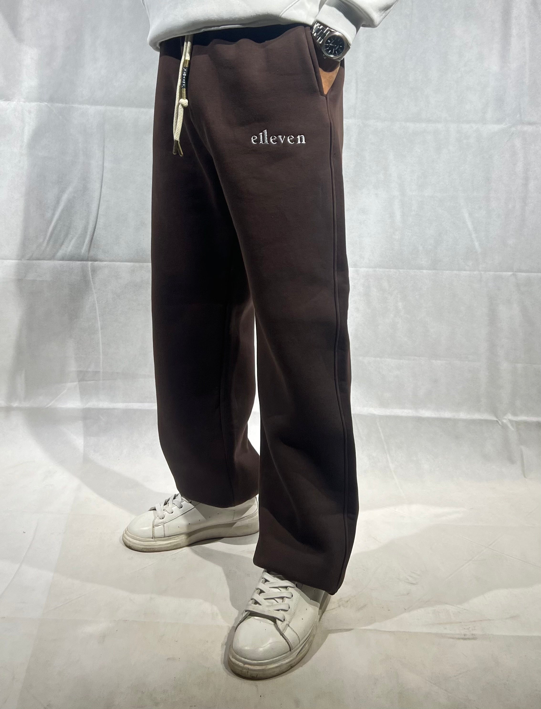 wide leg sweatpants Brown